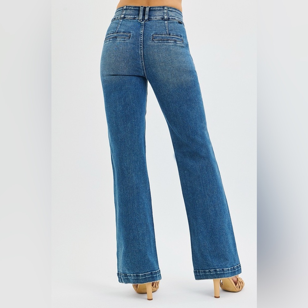 RISEN Tummy Control High Rise Bootcut Jeans with Double Button Waistband - Picture 5 of 7
